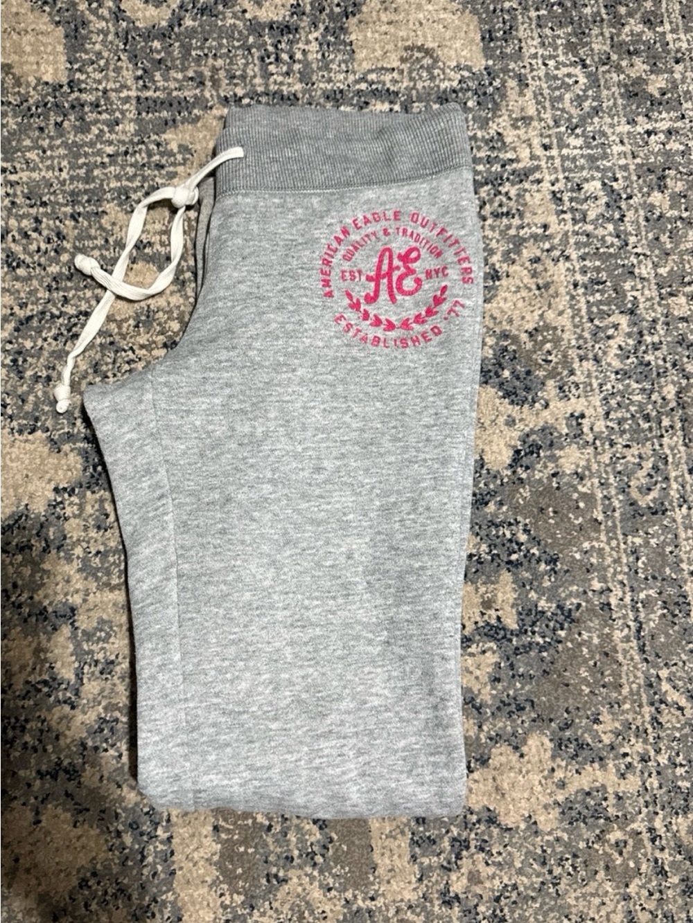 American Eagle Outfitters Gray Logo Sweatpants - Pink Accent